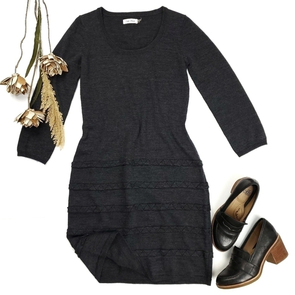 Calvin Klein Charcoal Grey Wool Sweater Dress - Picture 3 of 12